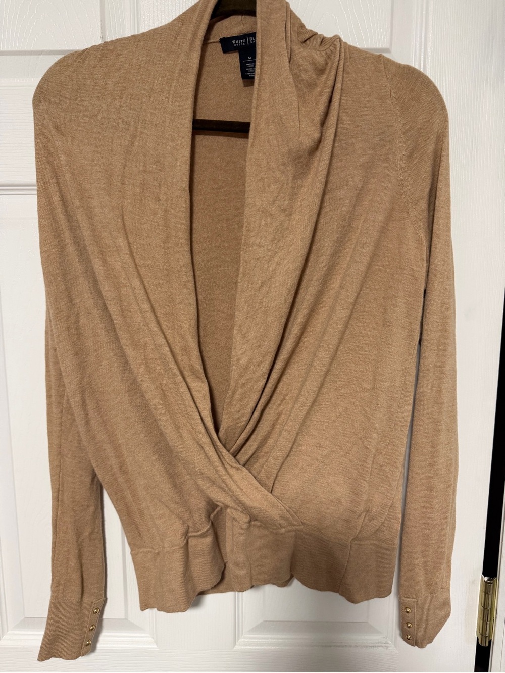 White House Black Market Tan Draped Cowl Wrap Sweater